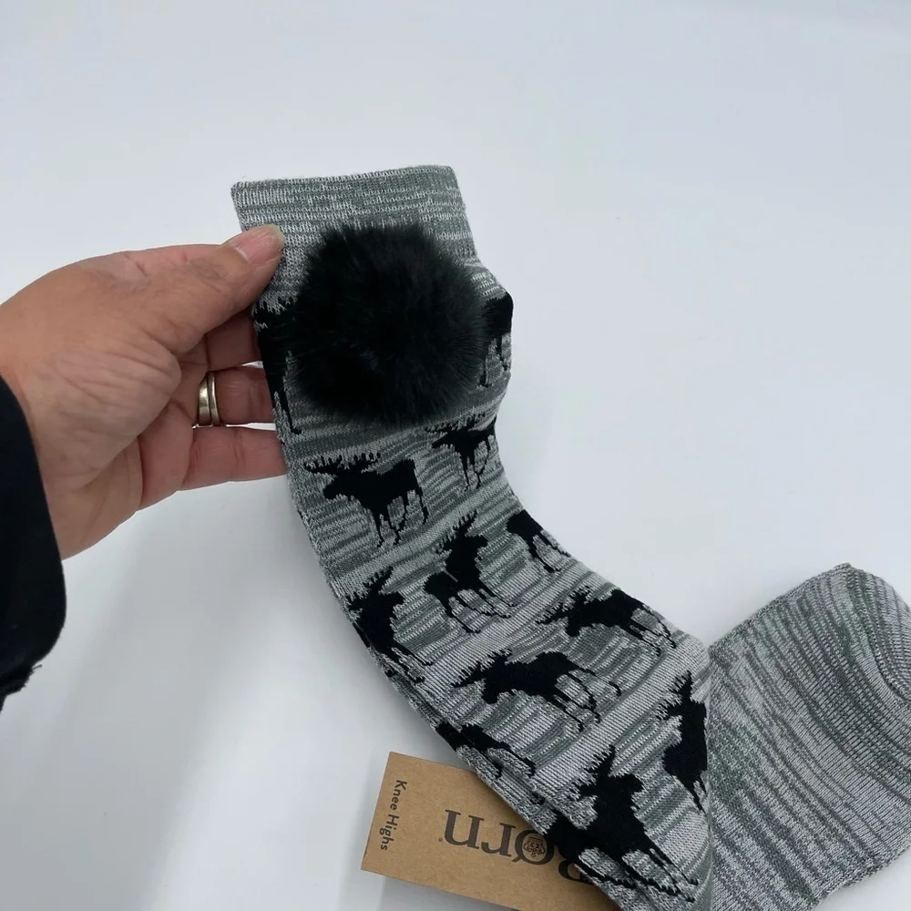 Born Full Cushion Moose Print Socks - Over the Calf